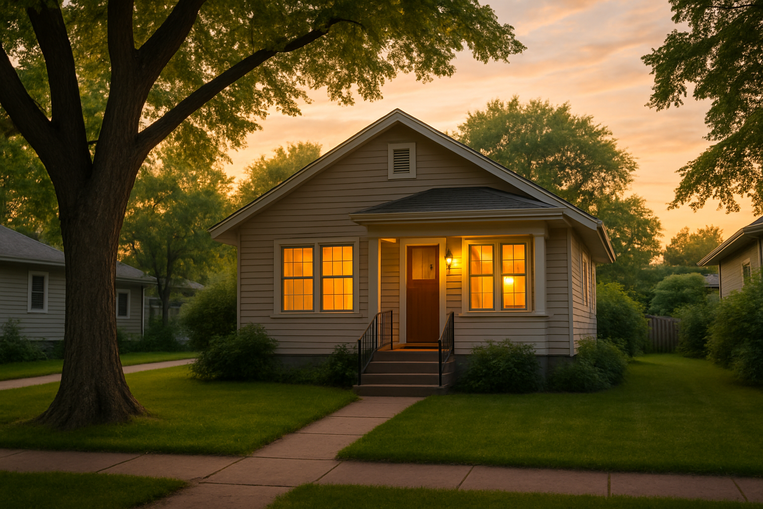 Well-kept Regina-area home in an established neighborhood at sunrise